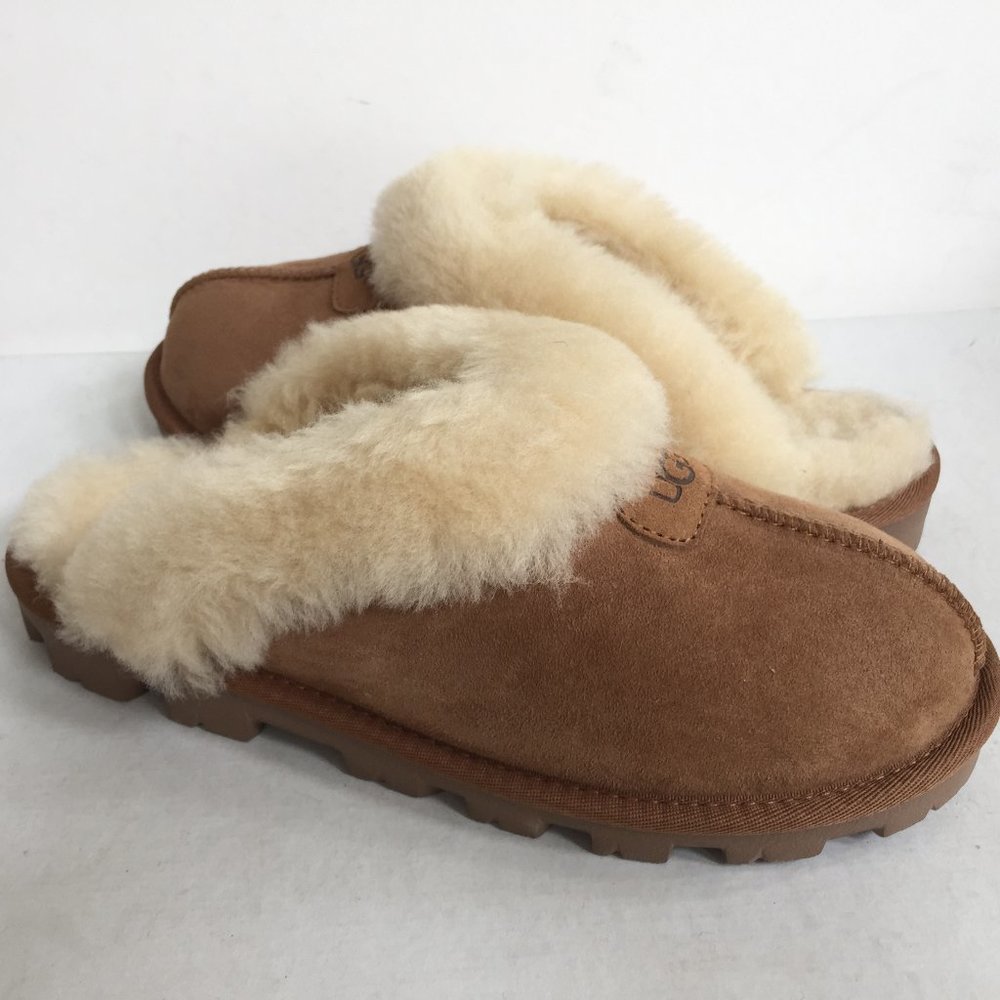 UGG WOMEN  COQUETTE CHESTNUT SHEARLING LINED SUEDE SHOES
